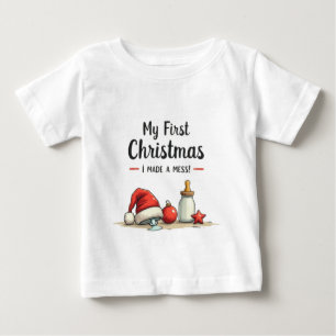 T-shirt Pour Bébé Drôle Minimaliste Mon Premier Noël, J'ai Fait un B
