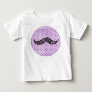 T-shirt Pour Bébé Drôle Moustache Dessin Avec Pois Violets