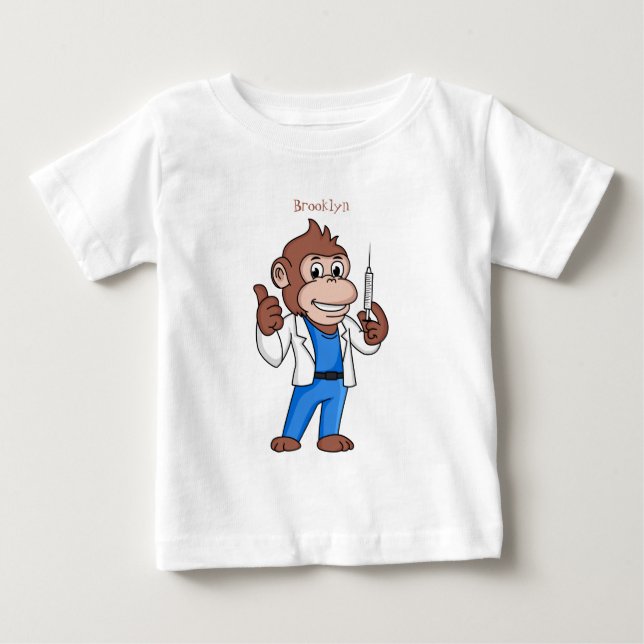 T-shirt Pour Bébé Drôle orangoutan dessinateur docteur (Devant)