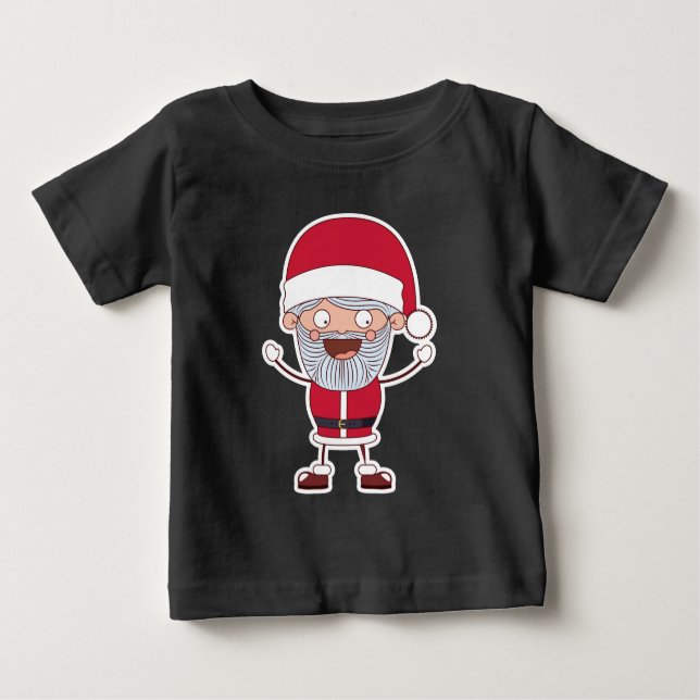 T-shirt Pour Bébé Drôle Père Noël vêtements de nom personnalisé (Devant)