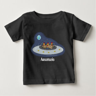 T-shirt Pour Bébé Drôle poule dans l'espace dessin animé