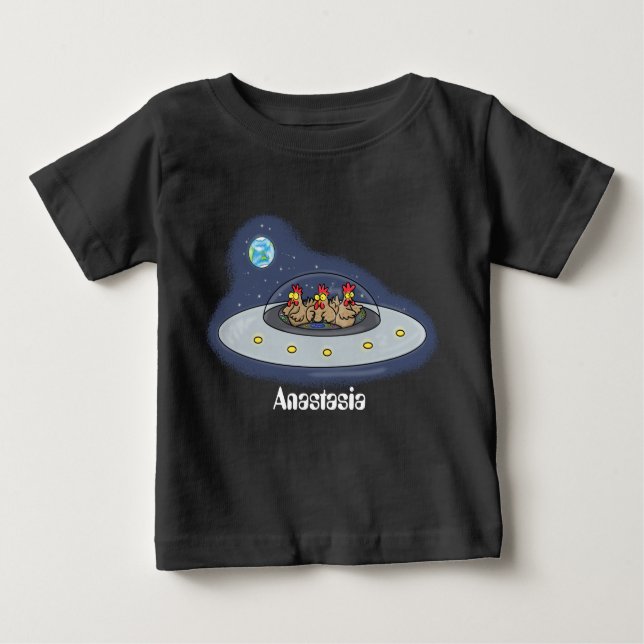 T-shirt Pour Bébé Drôle poule dans l'espace dessin animé (Devant)