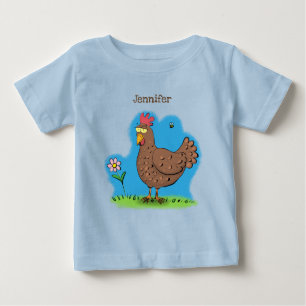 T-shirt Pour Bébé Drôle poulet rustique whimsical dessin animé