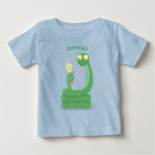 T-shirt Pour Bébé Drôle serpent vert avec caricature maraca
