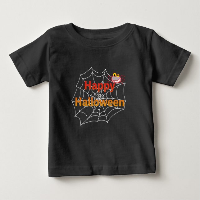 T-shirt Pour Bébé Drôle Spider sur le web d'Halloween (Devant)
