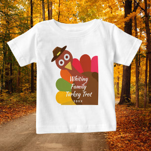 T-shirt Pour Bébé Drôle Thanksgiving Turquie Trot Matching Famille