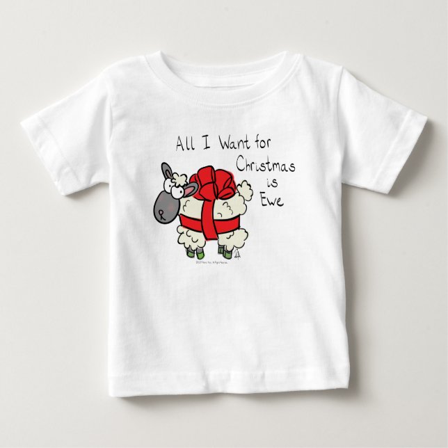 T-shirt Pour Bébé Drôle Vacances Mignonne Mouton de Noël Carton (Devant)