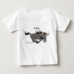 T-shirt Pour Bébé Drôle wildebeest tourner dessin animé illustration