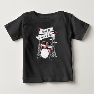 T-shirt Pour Bébé Drummer Boy Né à Rock & Roll Drum Rocker Baby
