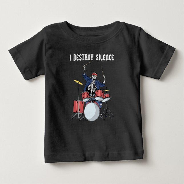 T-shirt Pour Bébé Drummer Rock Music Band Drums I Destroy Silence (Devant)