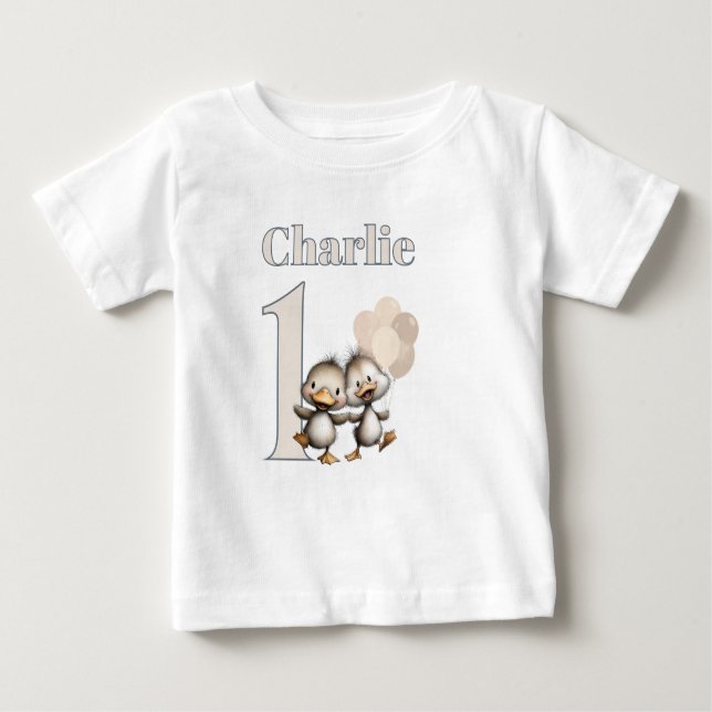 T-shirt Pour Bébé Ducklings Dancing 1st Birthday Celebrations! (Devant)