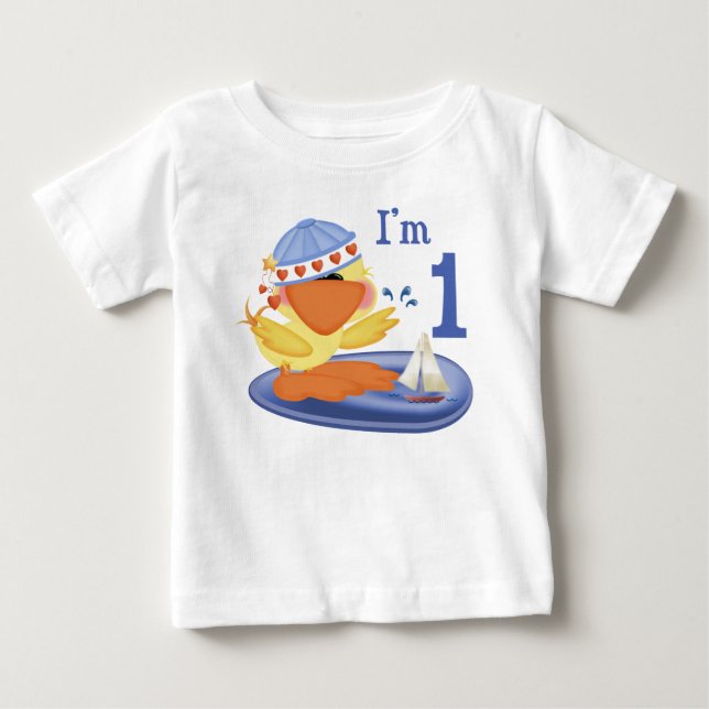 T-shirt Pour Bébé Ducky Boy 1er anniversaire (Devant)