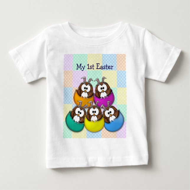 T-shirt Pour Bébé Easter owl - rainbow (Devant)