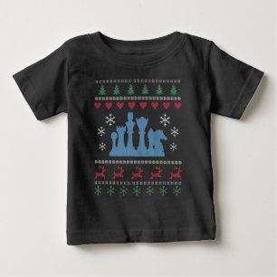 T-shirt Pour Bébé Échecs - Pièces d'échecs Noël laid