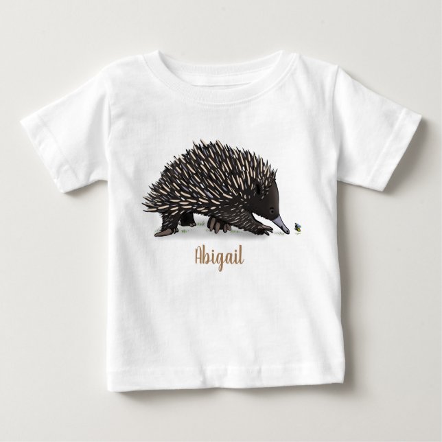 T-shirt Pour Bébé Echidna mignonne avec dessin animé d'abeille (Devant)