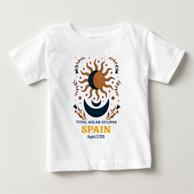 T-shirt Pour Bébé Éclipse solaire totale Espagne août 2026 (Devant)