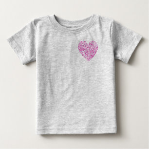 T-shirt Pour Bébé Écriture spirale coeur rose pour la Saint Valentin