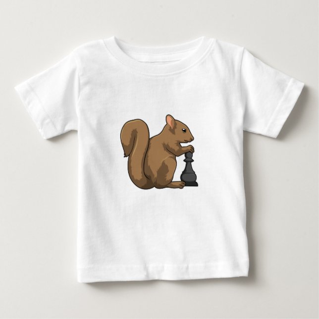 T-shirt Pour Bébé Écureuil aux échecs avec pièce d'échecs Évêque (Devant)