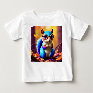 T-shirt Pour Bébé Écureuil bleu mignon avec lunettes