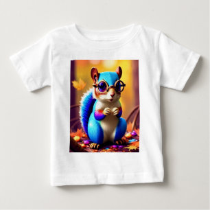 T-shirt Pour Bébé Écureuil bleu mignon avec lunettes-56786