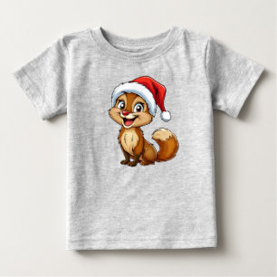 T-shirt Pour Bébé Écureuil de dessin animé adorable avec un chapeau
