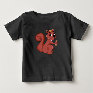 T-shirt Pour Bébé Écureuil de dessin animé mignon avec une cacahuète