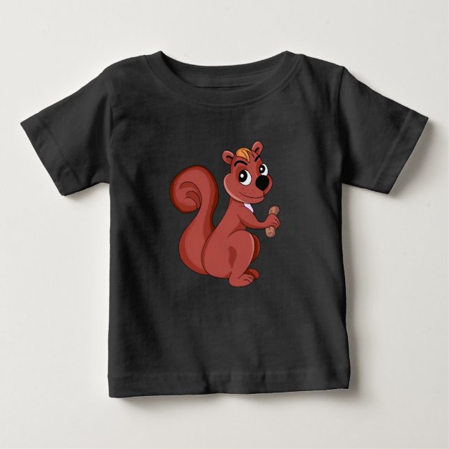 T-shirt Pour Bébé Écureuil de dessin animé mignon avec une cacahuète (Devant)
