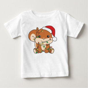 T-shirt Pour Bébé Écureuil de Noël Animaux d'hiver Écureuil de vacan