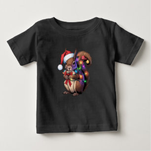 T-shirt Pour Bébé Écureuil lumières de Noël Famille de Noël