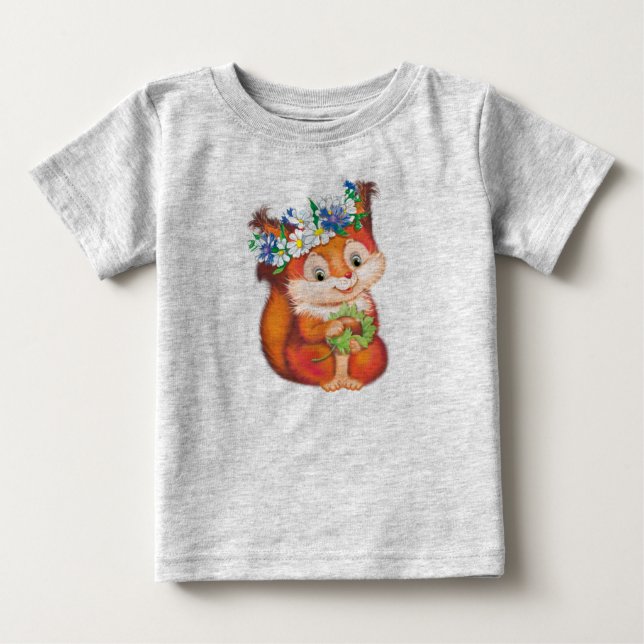 T-shirt Pour Bébé écureuil orange (Devant)