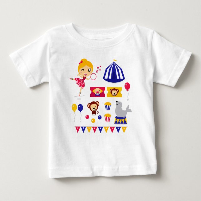 T-shirt Pour Bébé Édition mignonne tirée par la main de cirque : (Devant)