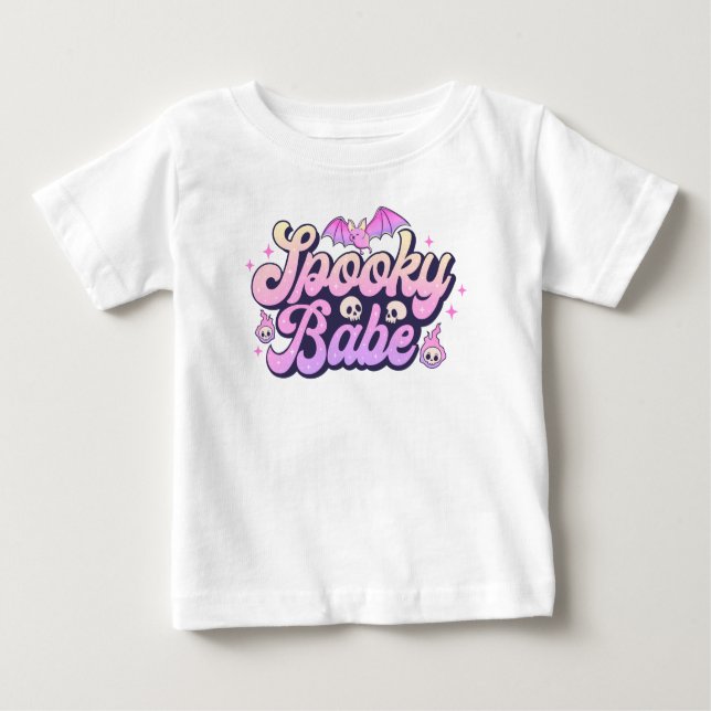 T-shirt Pour Bébé Éffrayant Babe mignonne Halloween (Devant)