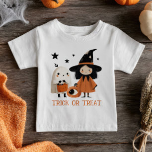 T-shirt Pour Bébé Éffrayant sorcière et fantôme Trick ou traiter Hal