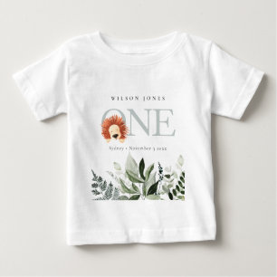 T-shirt Pour Bébé Elégant Bote Boho Lion Foliage 1er Premier Anniver
