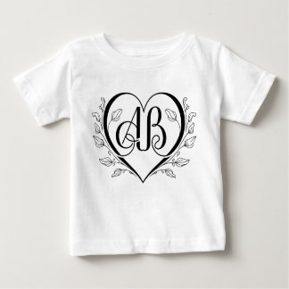 T-shirt Pour Bébé Élégant monogramme cardiaque AB