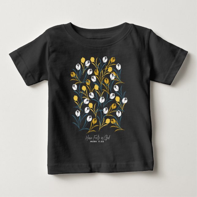 T-shirt Pour Bébé Élégant motif floral de Tulipe (Devant)