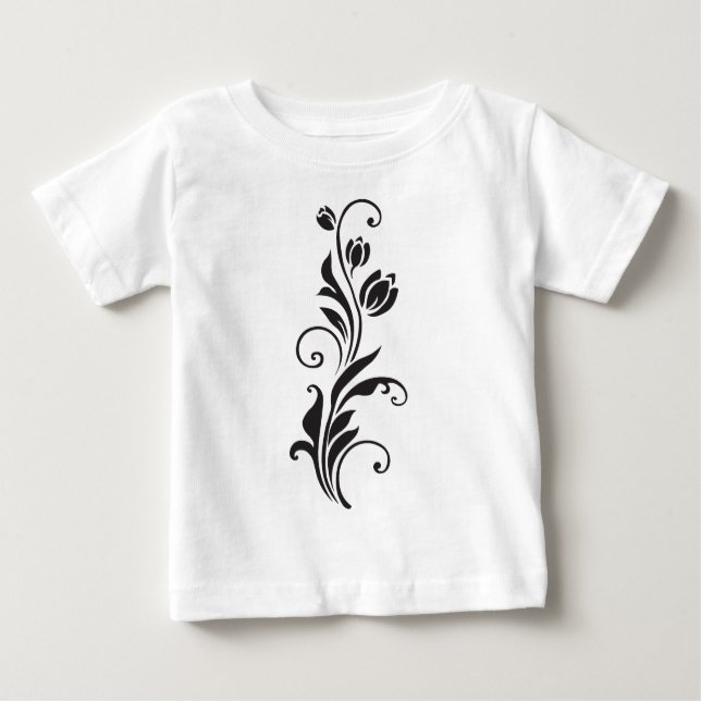 T-shirt Pour Bébé Elegant Ornamental Floral Flower Art (Devant)