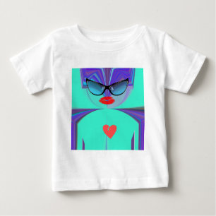 T-shirt Pour Bébé Élégant Portrait De Dame : Une Oeuvre Colorée