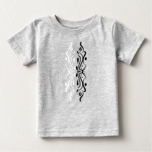 T-shirt Pour Bébé Élégant style arlequin Abstrait noir et blanc