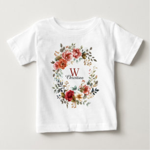 T-shirt Pour Bébé Elégante chemise florale d'aquarelle avec Roses bo