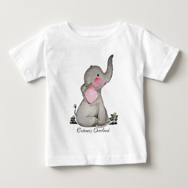 T-shirt Pour Bébé Élément de peinture à l'aquarelle de bébé éléphant (Devant)