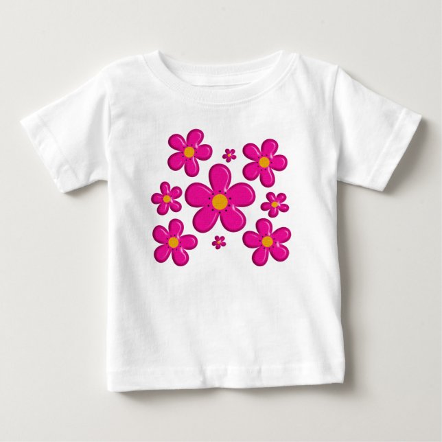 T-shirt Pour Bébé Élément rose floral (Devant)