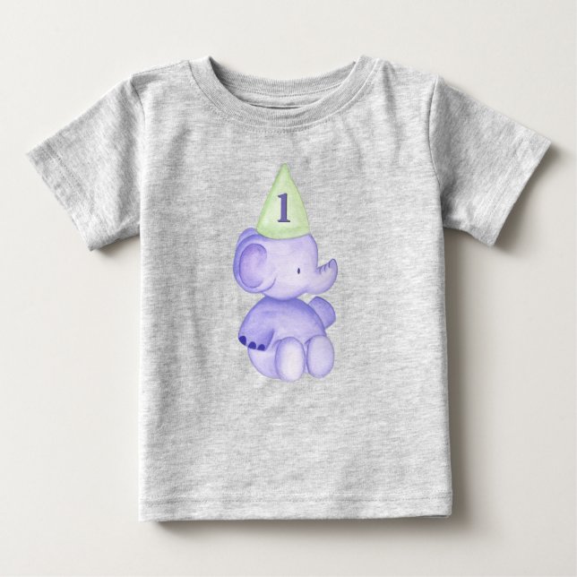 T-shirt Pour Bébé Élémentaire éléphant un an 1er anniversaire bébé t (Devant)
