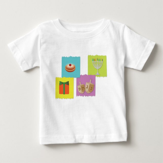 T-shirt Pour Bébé Éléments juifs de vacances de Hanoukka (Devant)