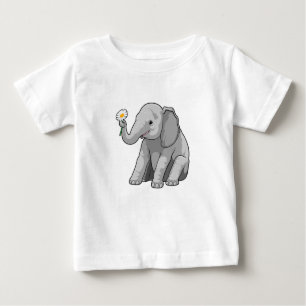 T-shirt Pour Bébé Eléphant à fleurs
