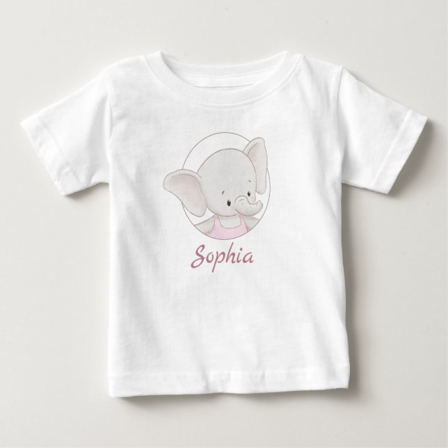 T-shirt Pour Bébé Eléphant adorable Funny Personnalisé (Devant)
