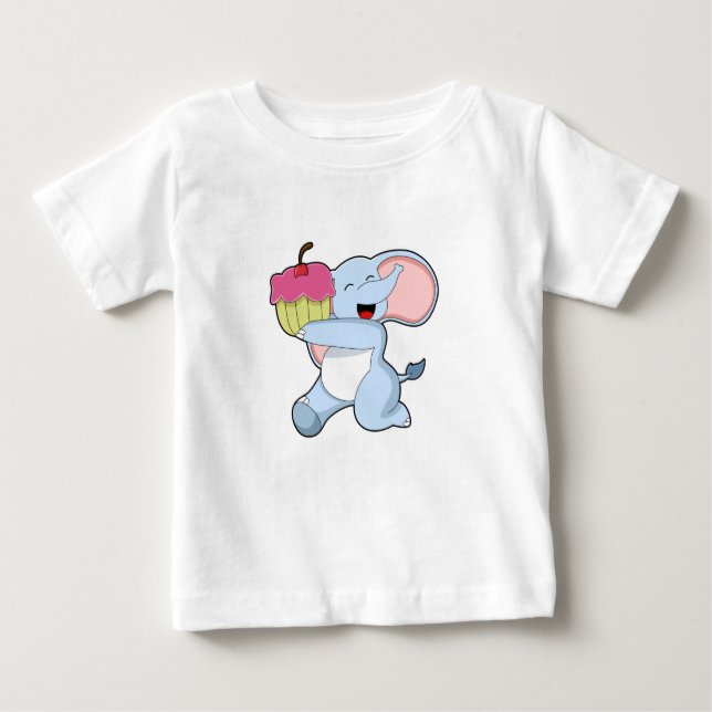 T-shirt Pour Bébé Eléphant au gâteau (Devant)