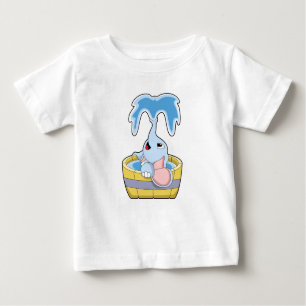 T-shirt Pour Bébé Eléphant avec baignoire remplie d'eau