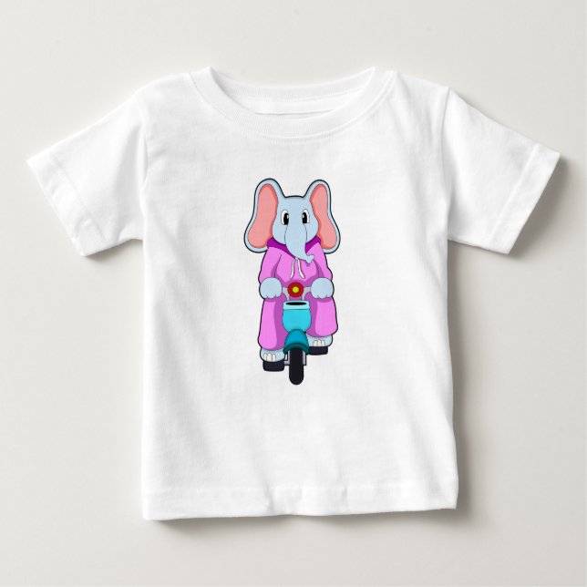 T-shirt Pour Bébé Éléphant avec bicyclette (Devant)