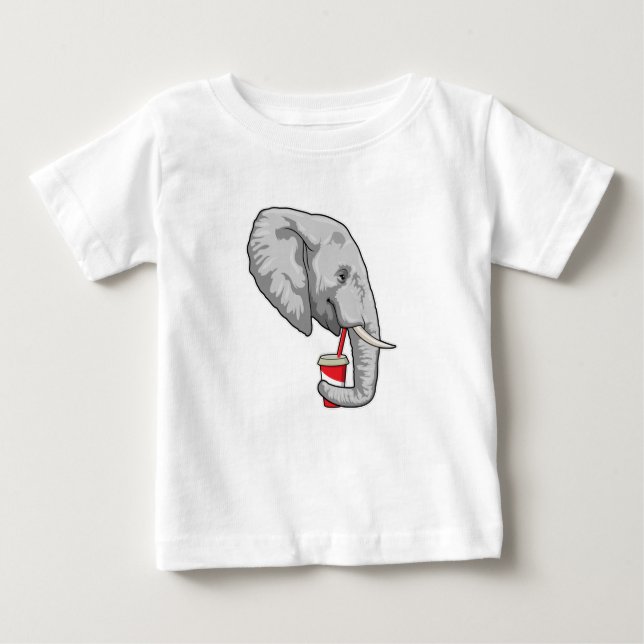 T-shirt Pour Bébé Eléphant avec boisson (Devant)